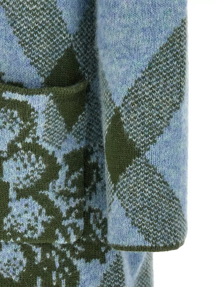 Dries Van Noten Wool Oversized Knee-Length Shawl Collar Cardigan