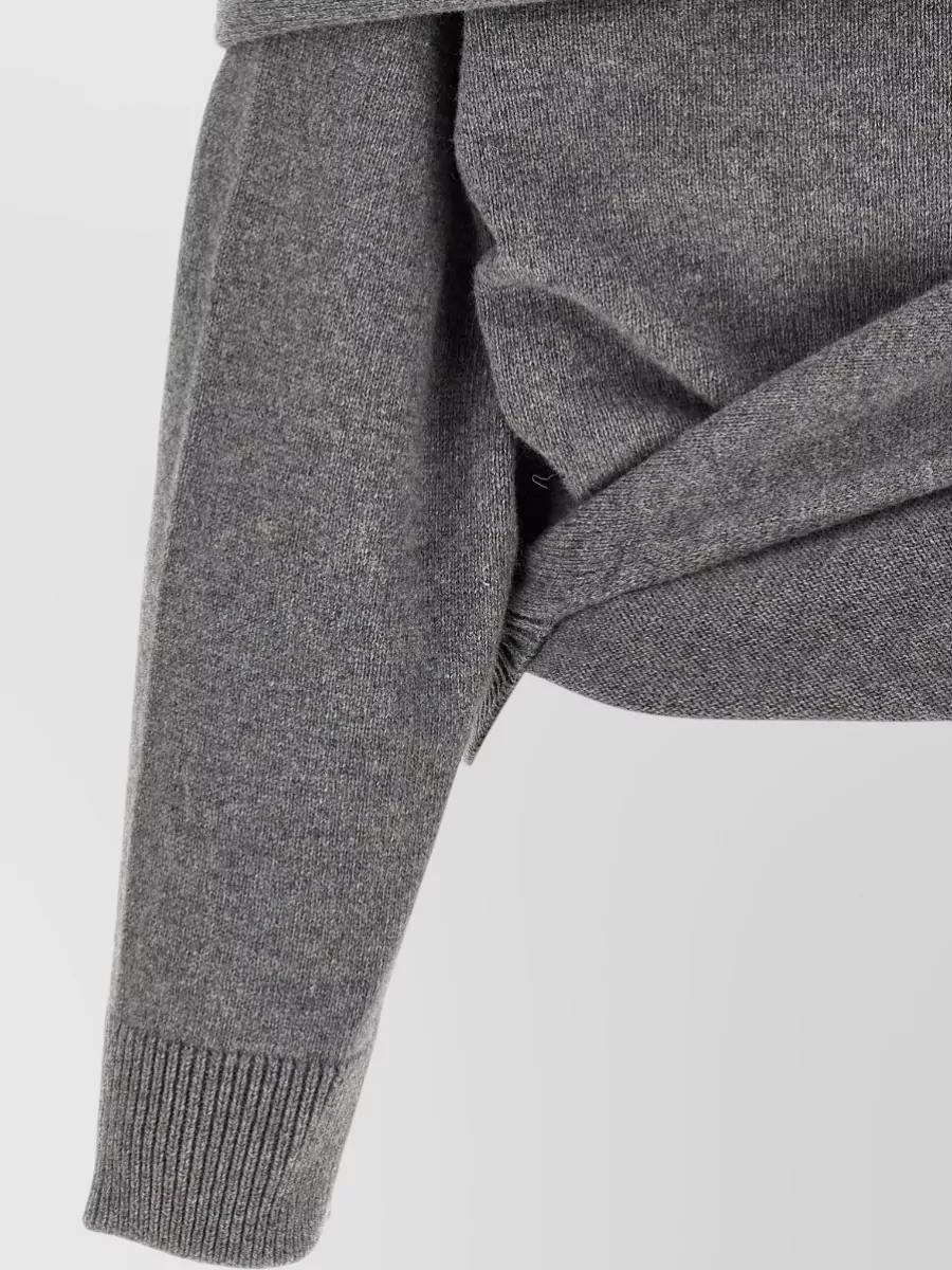 Armarium Cashmere Wool Ribbed Draped Crew Neck Sweater