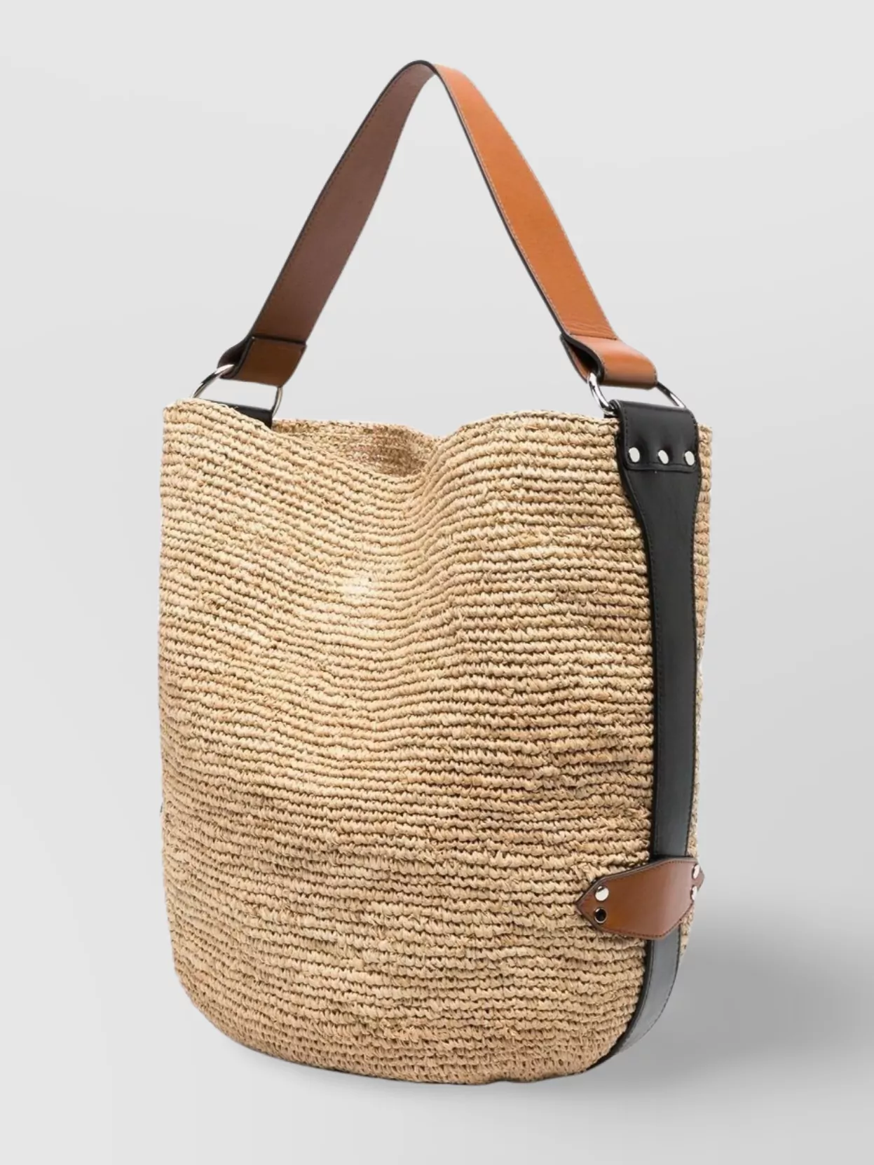 ISABEL MARANT RAFFIA SHOULDER BAG LEATHER TRIM