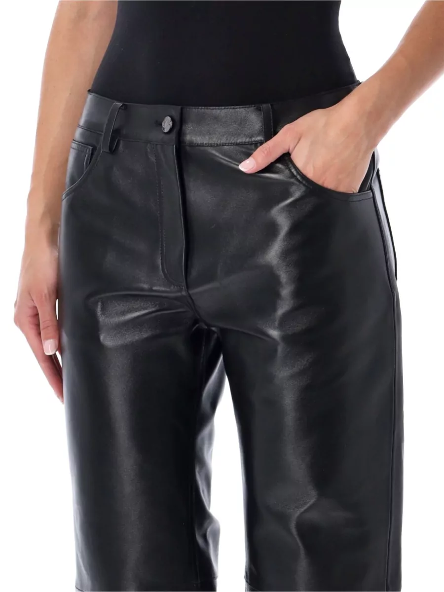 Magda Butrym Leather High-Rise Straight-Leg Trousers