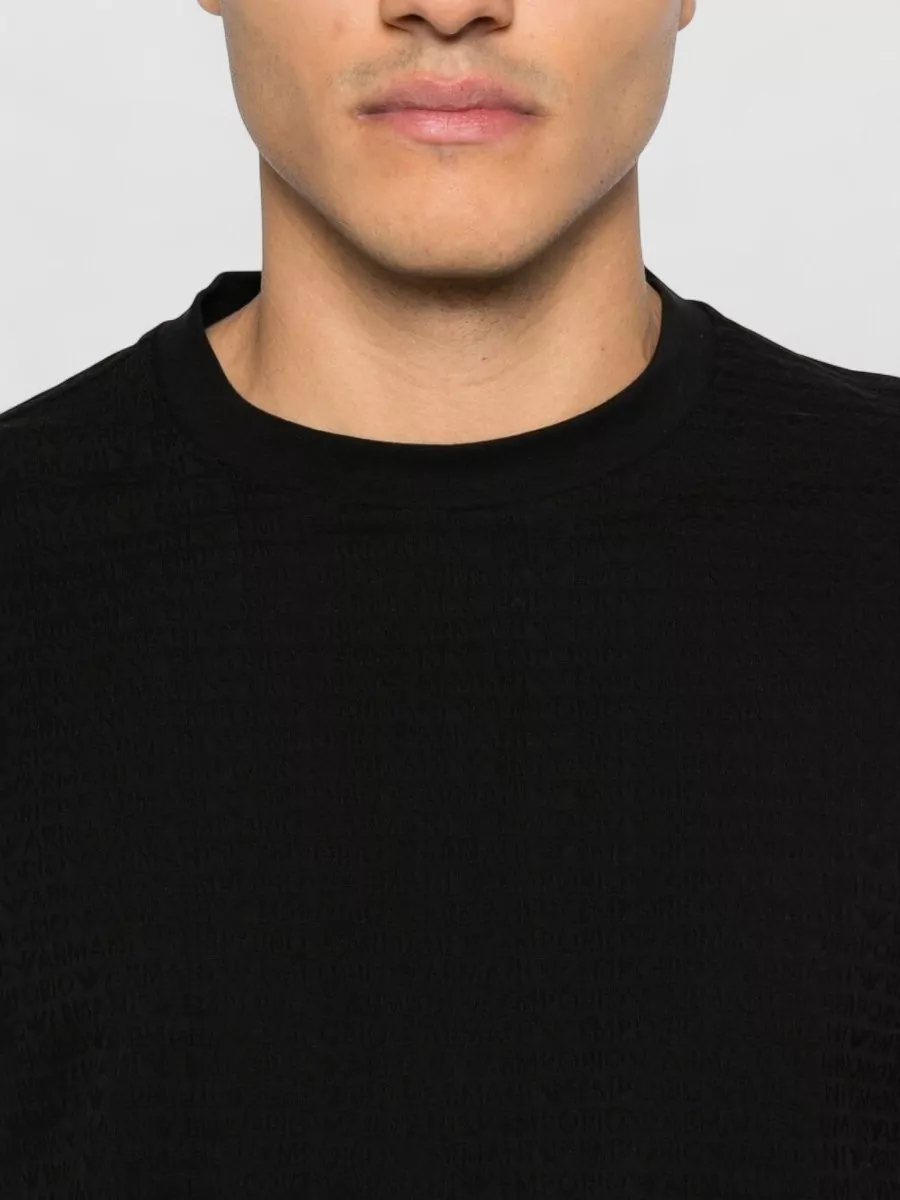 Emporio Armani Jacquard Logo-Pattern Cotton T-Shirt