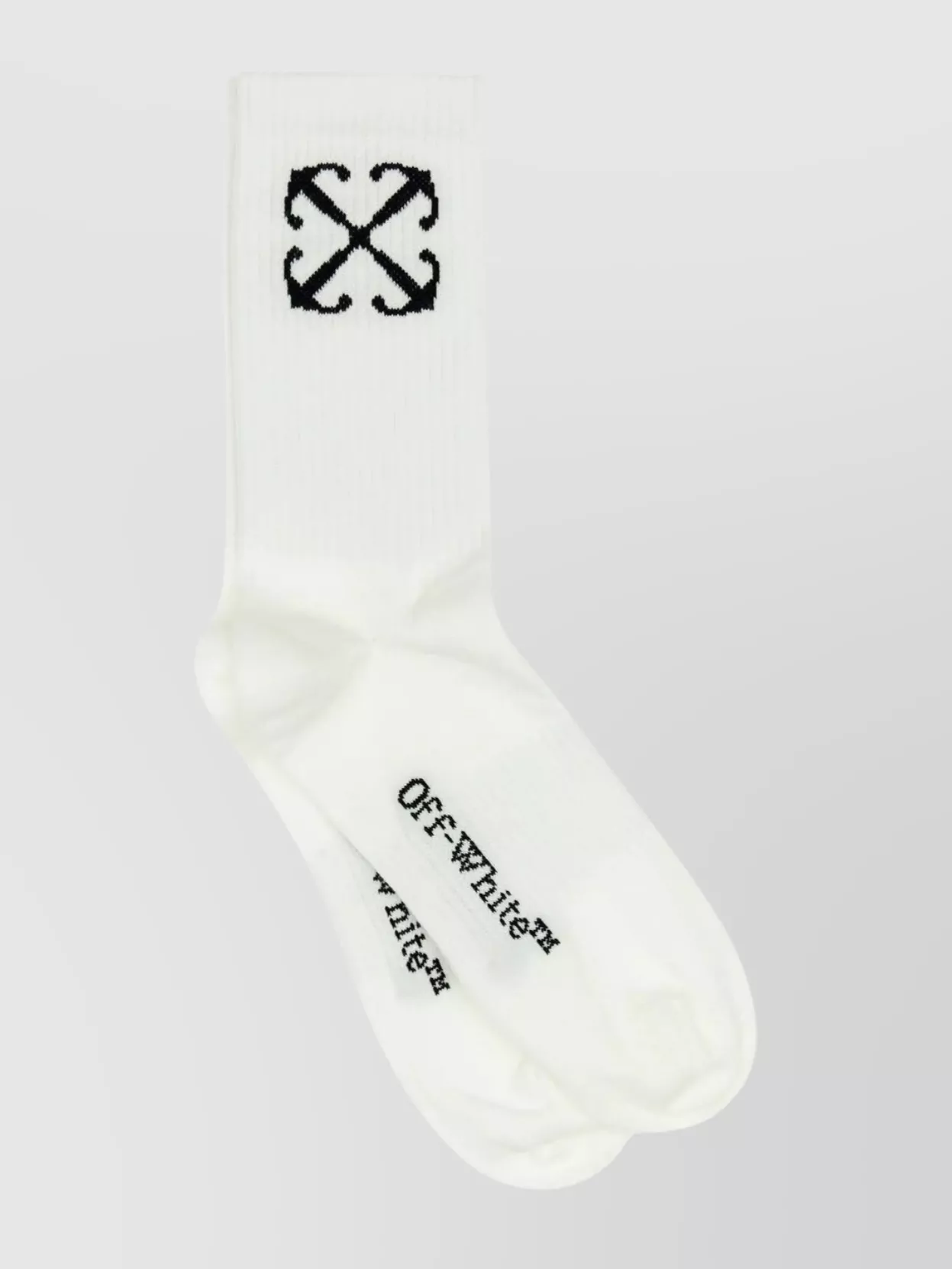 Shop Off-white Ribbed Cotton Blend Socks In White