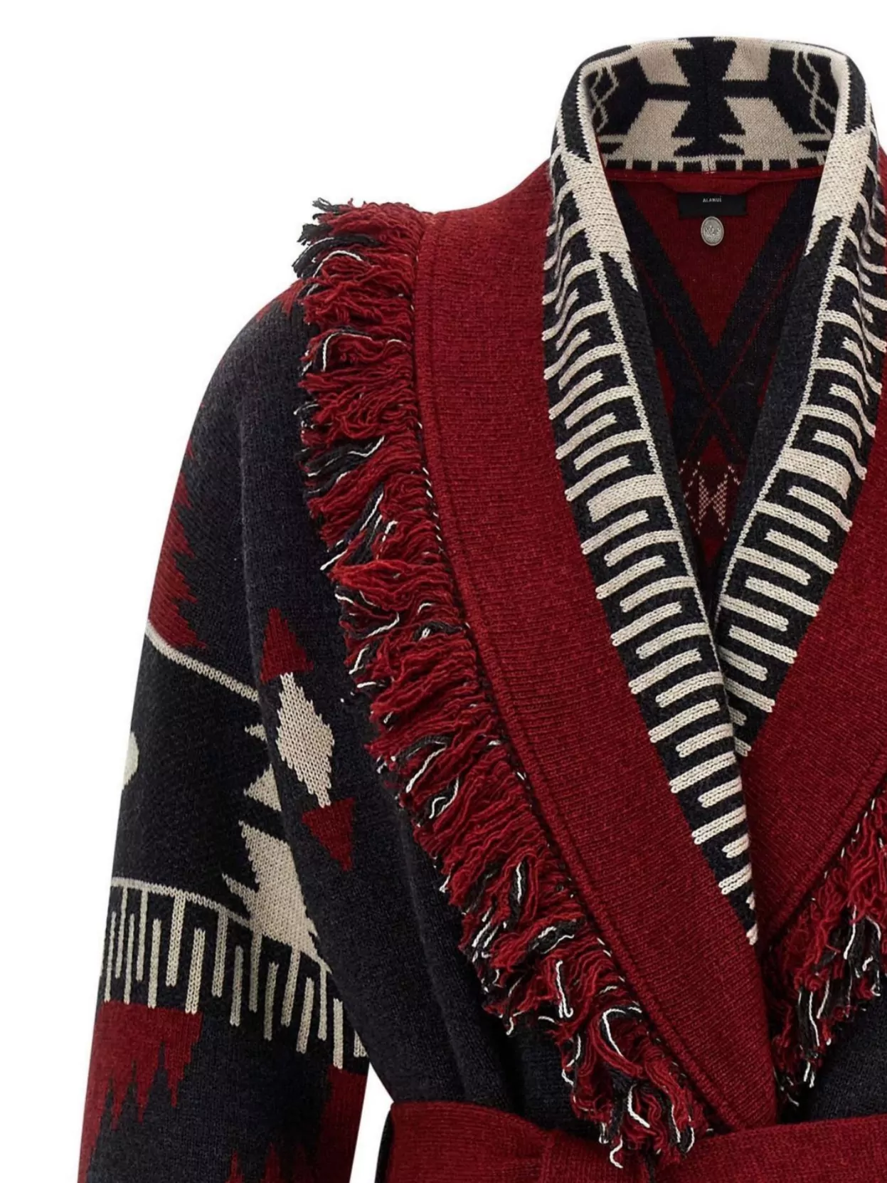 Alanui Long Coat With Belted Waist And Shawl Collar