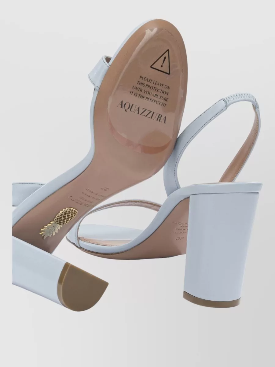 Aquazzura Block Heel Open Toe Smooth Finish Sandals