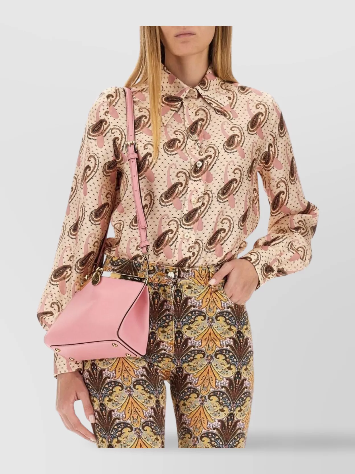 Etro Paisley Printed Silk Charmeuse Shirt In Neutral
