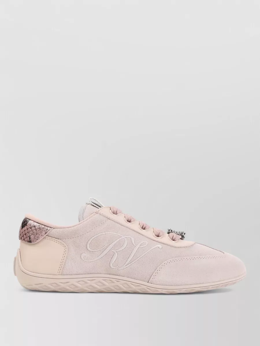 Roger Vivier Suede Leather Low-Top Lace-Up Sneakers