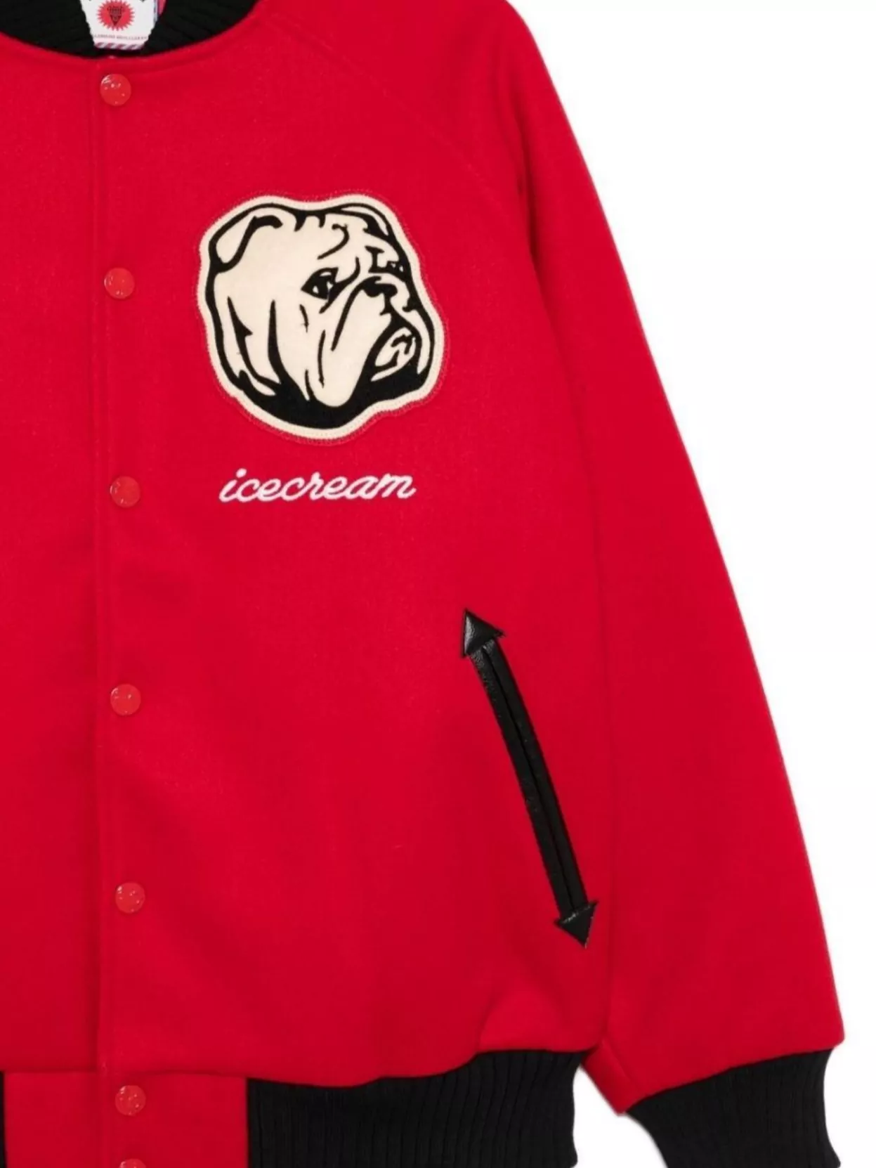 Icecream Mens Red Bulldog Applique Brushed-fleece Varsity Jacket