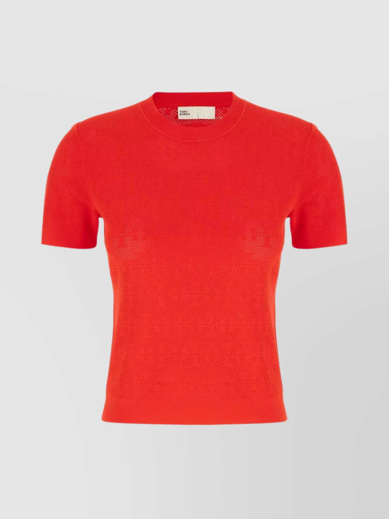 Tory Burch Ribbed Logo-jacquard Jersey T-shirt In Red