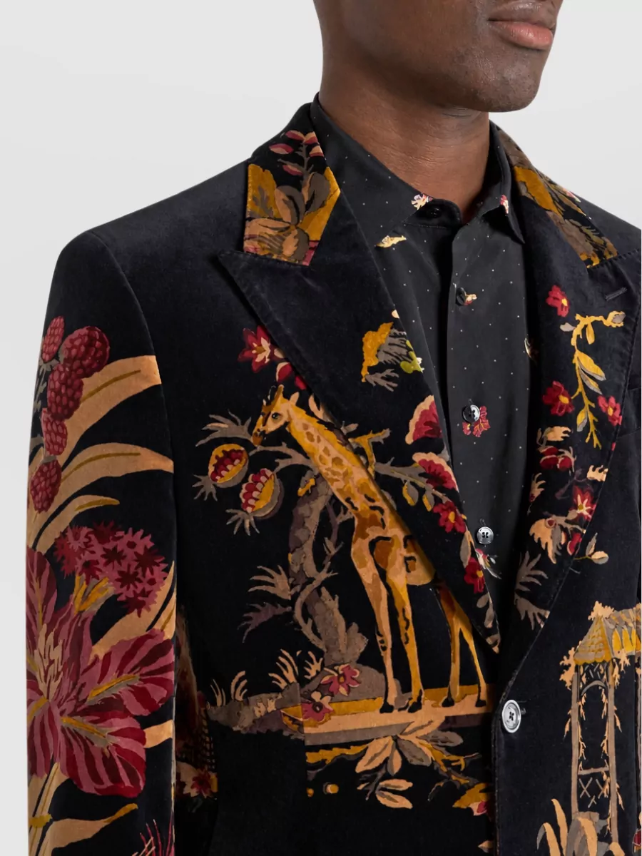 Etro Cotton Floral-Print Single-Breasted Suit Jacket