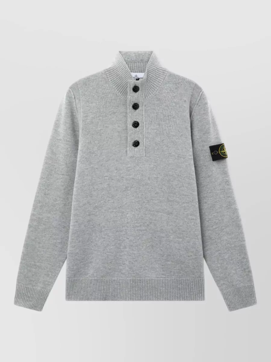 Stone Island wool ribbed stand collar sweater
