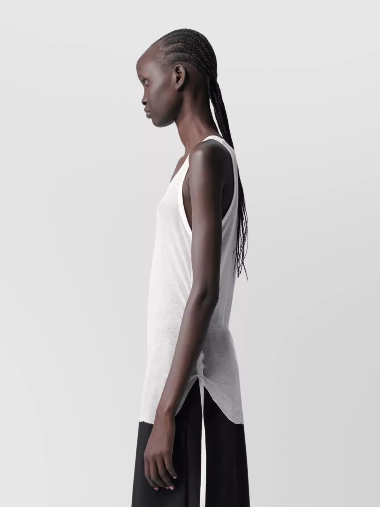 Ann Demeulemeester Cropped Tank Top Light Cotton Rib