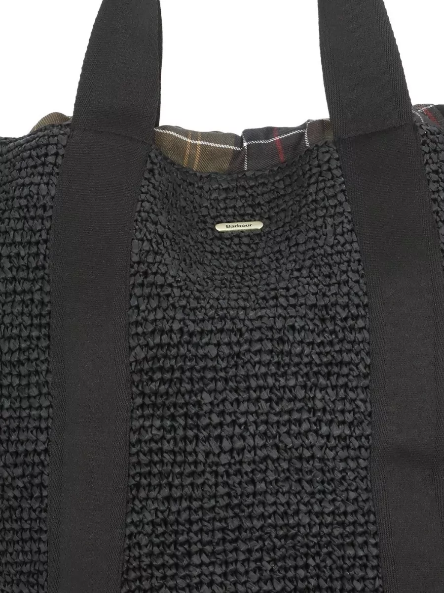 Barbour Rectangular Tote Bag Shoulder Woven Handles