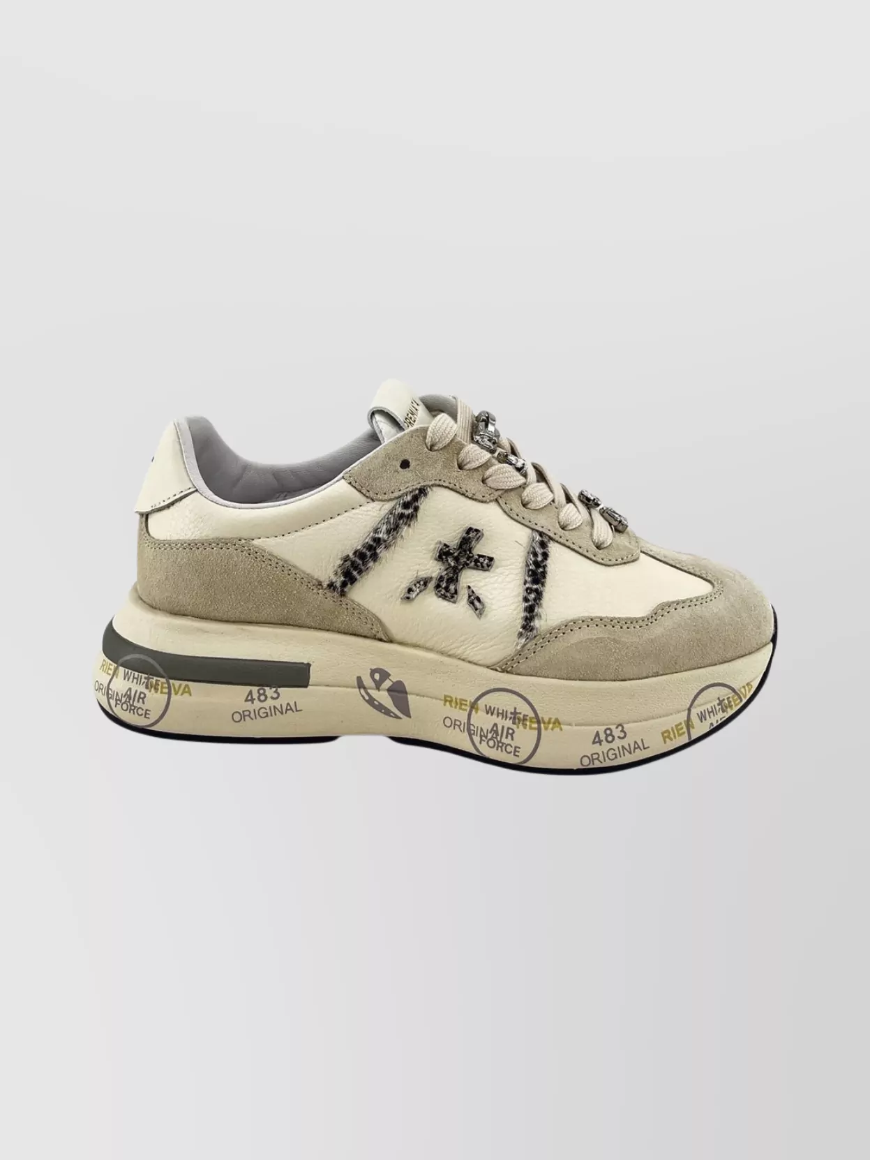 Premiata Luxe Lace-Up Sneakers Featuring Charms