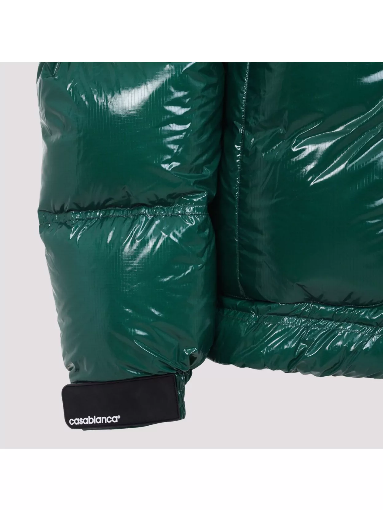 Casablanca Quilted Down-feather Jacket With Glossy Finish In Green