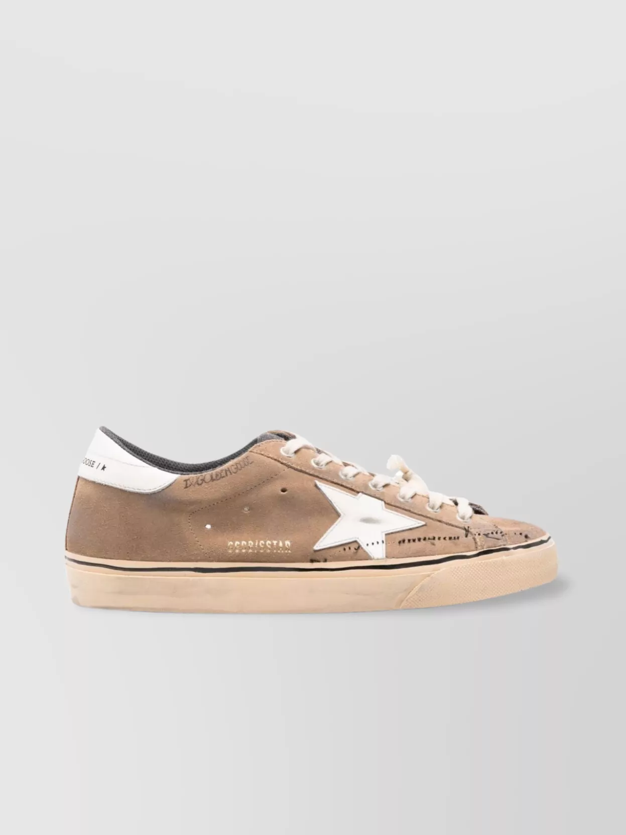 Shop Golden Goose Suede Sneakers With Distressed Detailing And Branded Heel