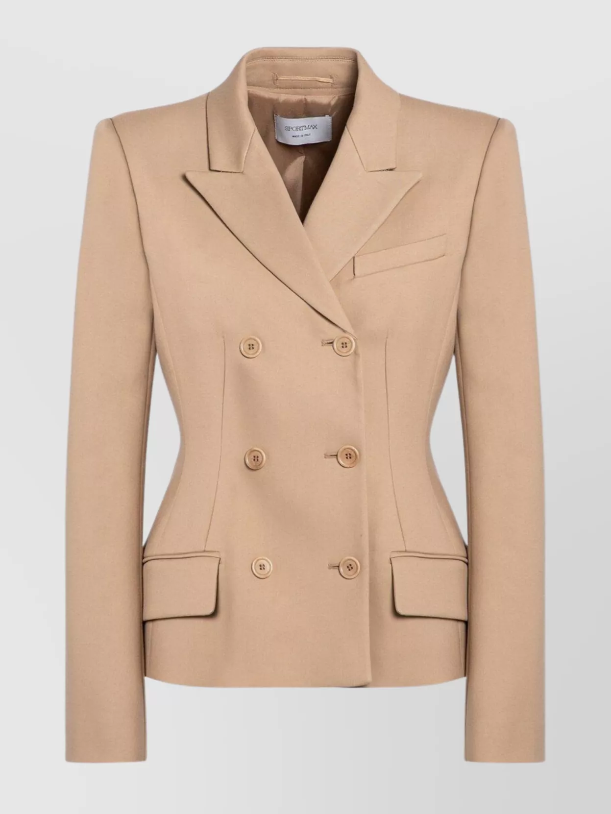 Sportmax Double Breasted Jacket Notched Lapels In Neutral