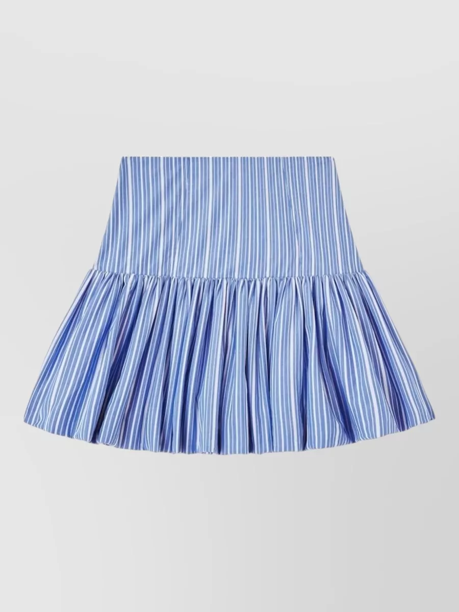 Ganni Striped high-rise bubble-hem organic cotton mini skirt