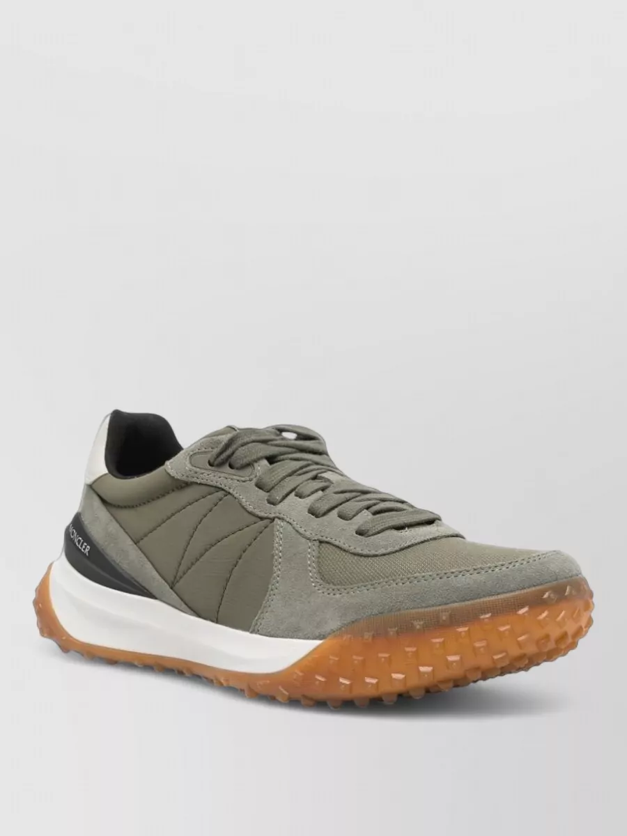 Moncler suede paneled logo-print low-top sneakers