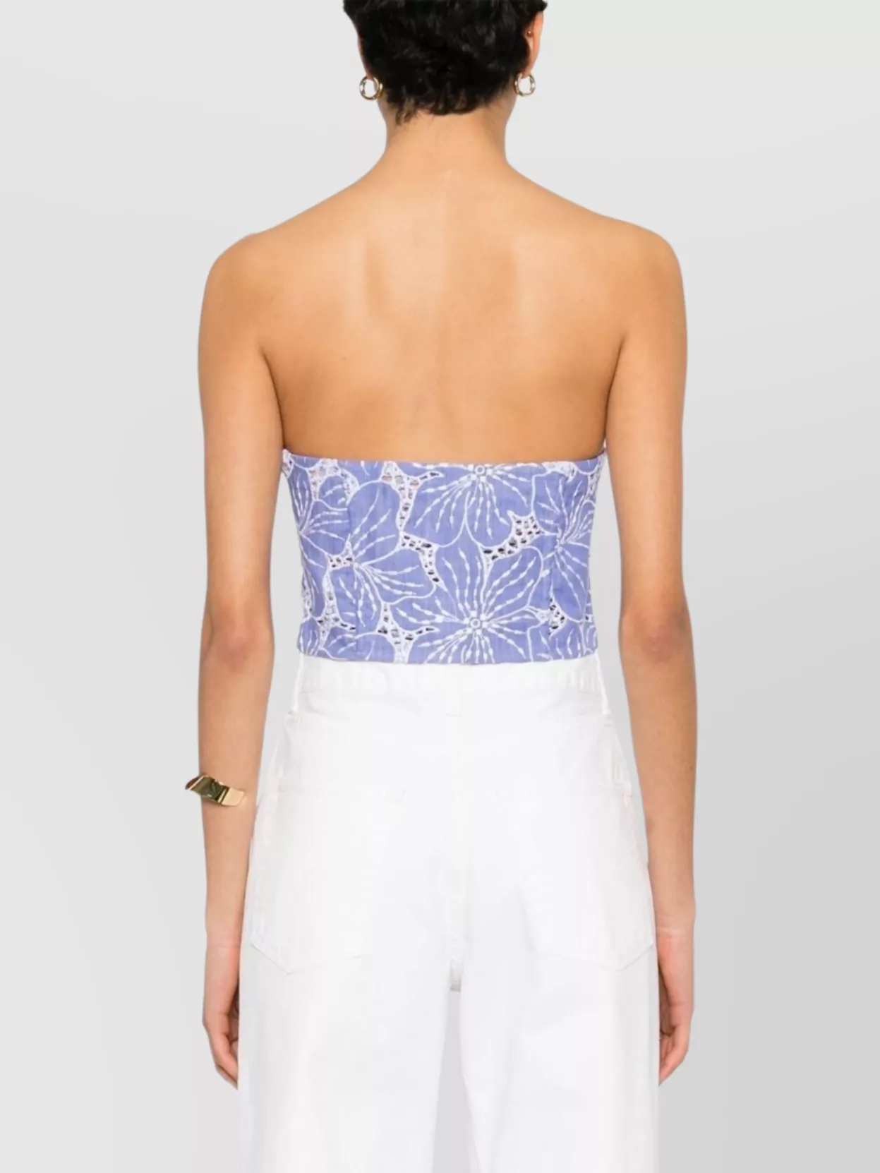 GENNY STRAPLESS FLORAL LACE TOP 