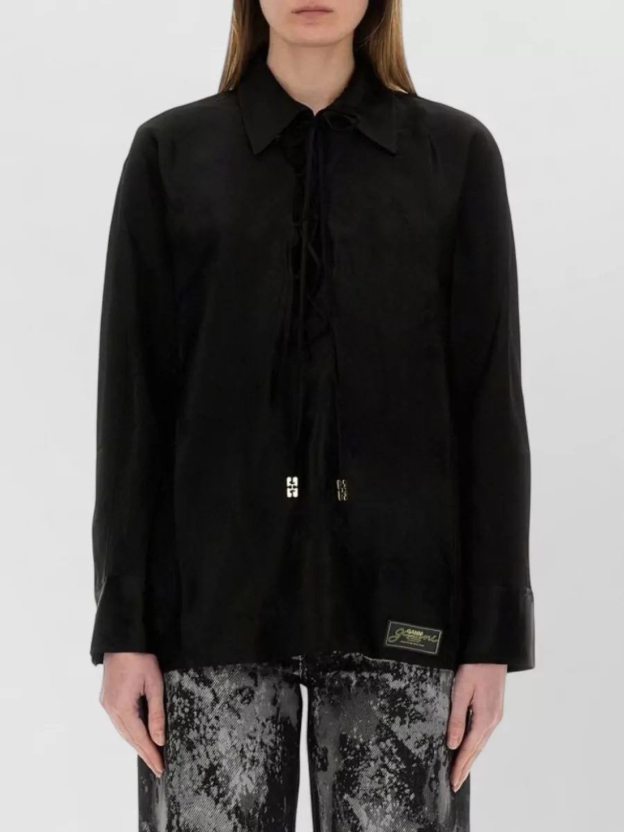 Ganni jacquard satin shirt