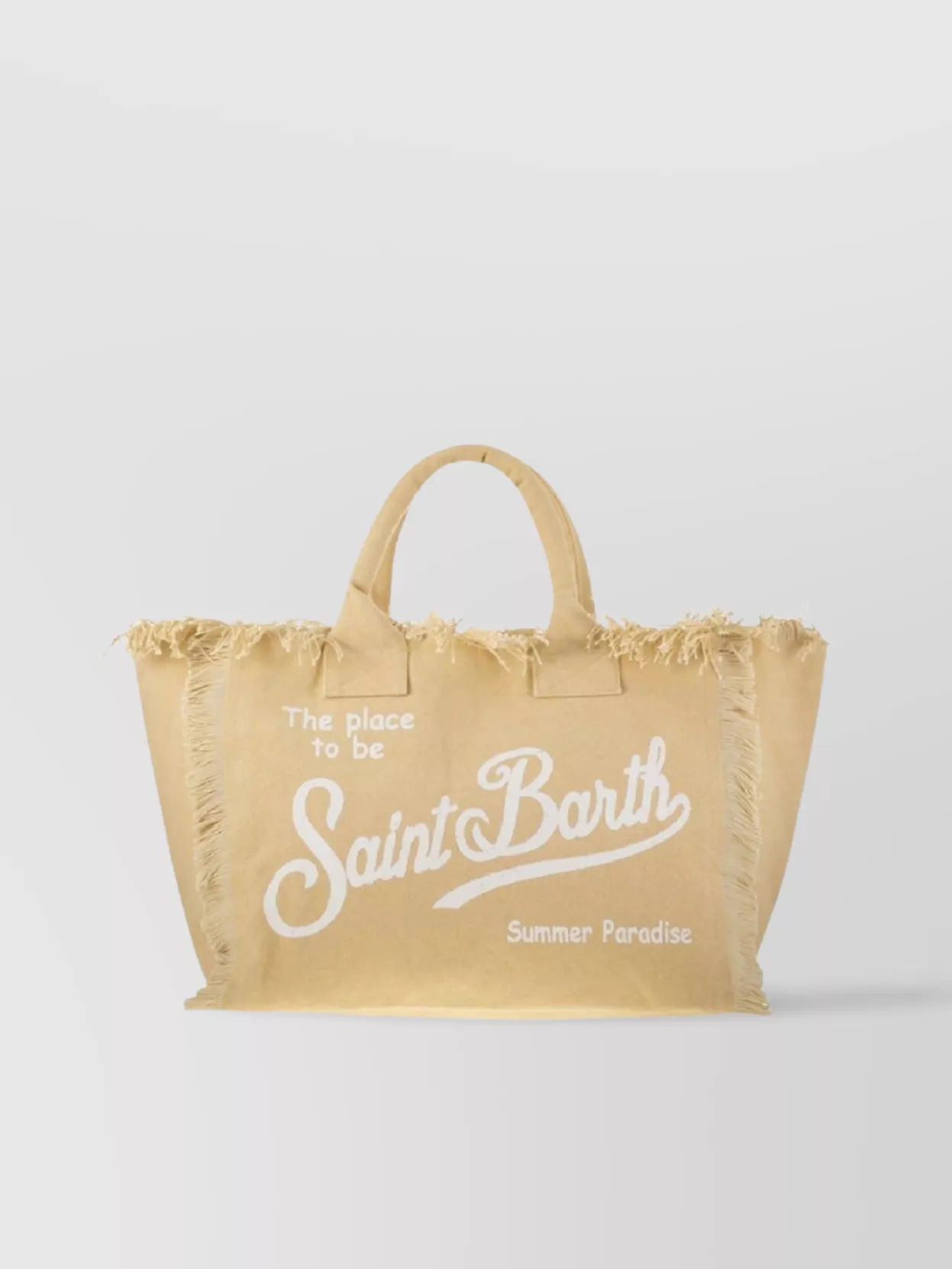 Saint Barth Fringed Top Handle Shoulder Bag In Neutral