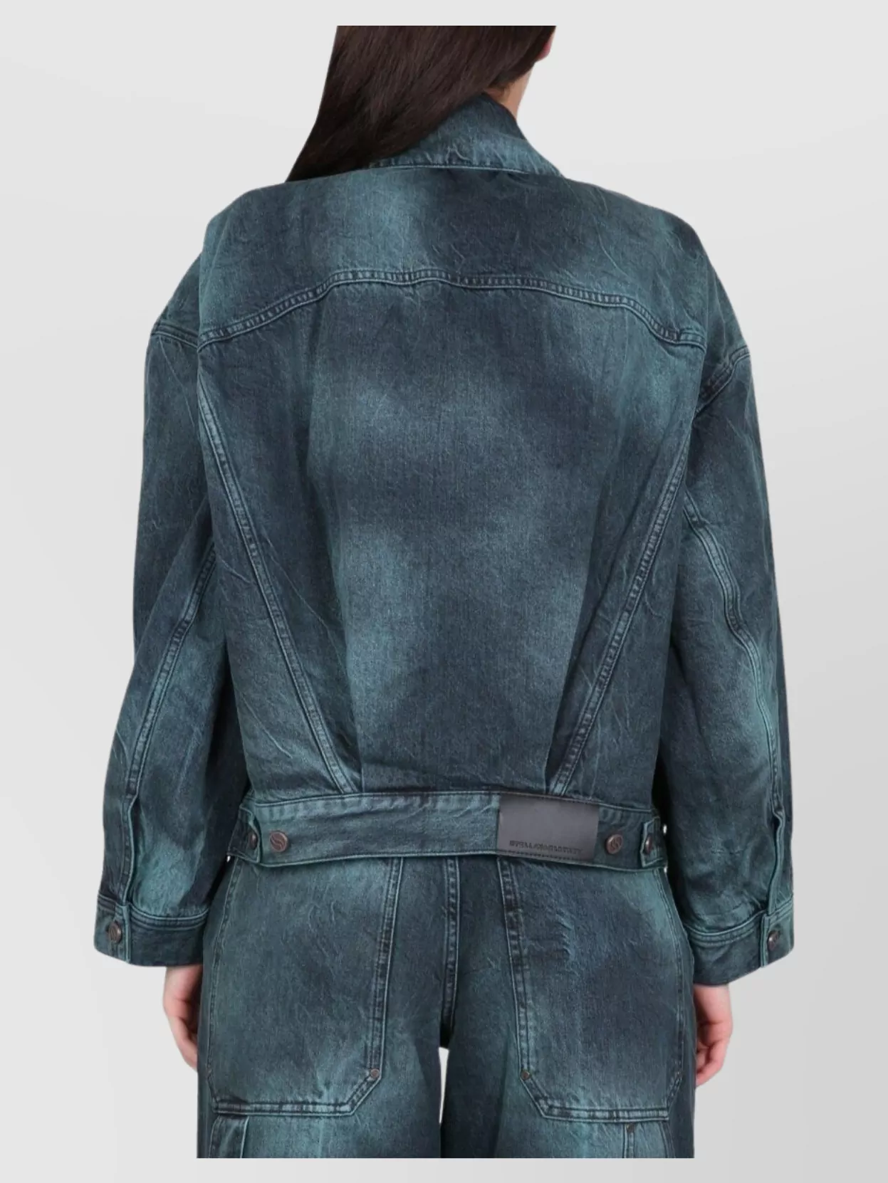 Stella Mccartney Tie Dye Oversize Denim Jacket Aquamarine Tie Dye Denim
