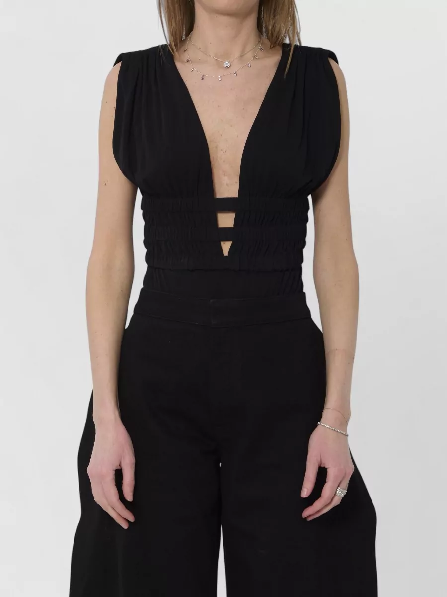 Alaïa Viscose sleeveless v-neck bodysuit