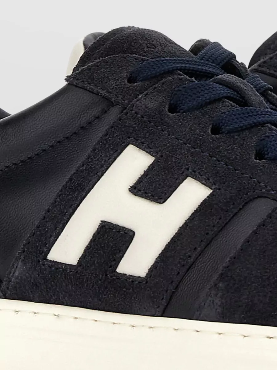 Hogan Sneakers Contrasting Sole Round Toe Suede