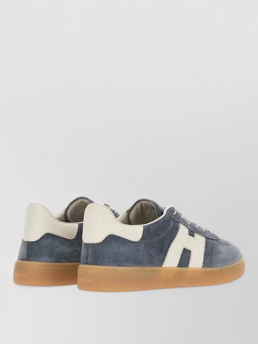 Hogan Sneakers Contrast Stitching Rubber Sole Suede
