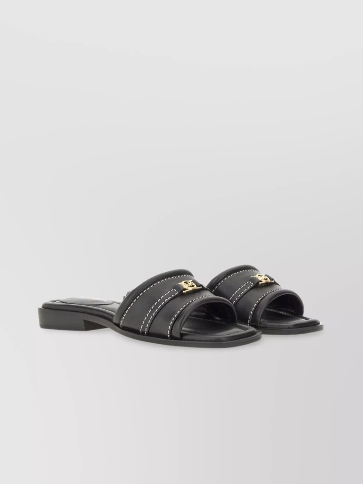 Michael Kors Square Toe Flat Sole Sandals With Contrast Stitching