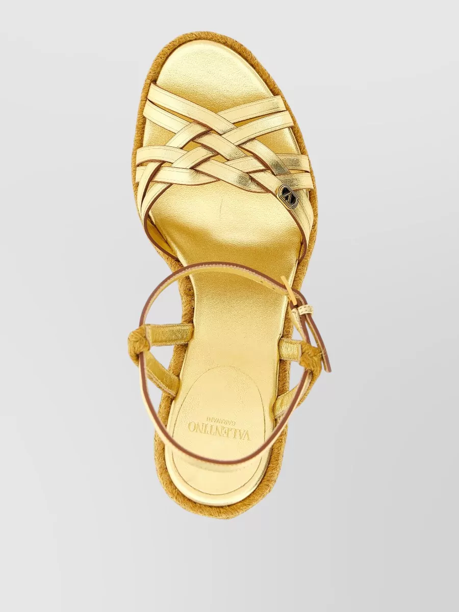 Valentino Garavani Leather Wedge Espadrille Sandals