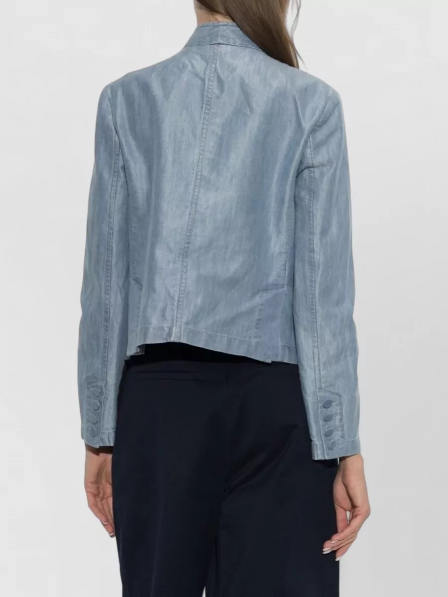 Emporio Armani Denim Wrap Double-Breasted Blazer Jacket