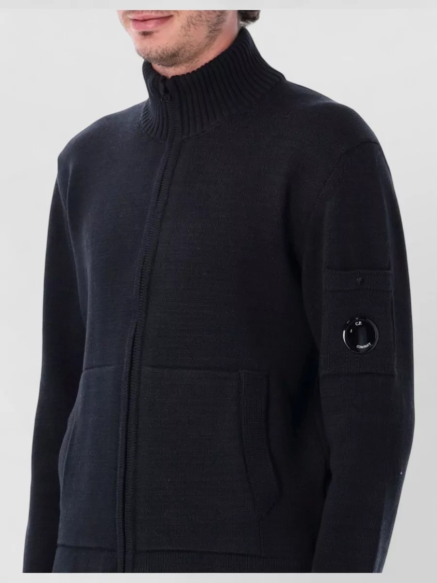 C.p. Company Cotton Ribbed High-Neck Zip Cardigan