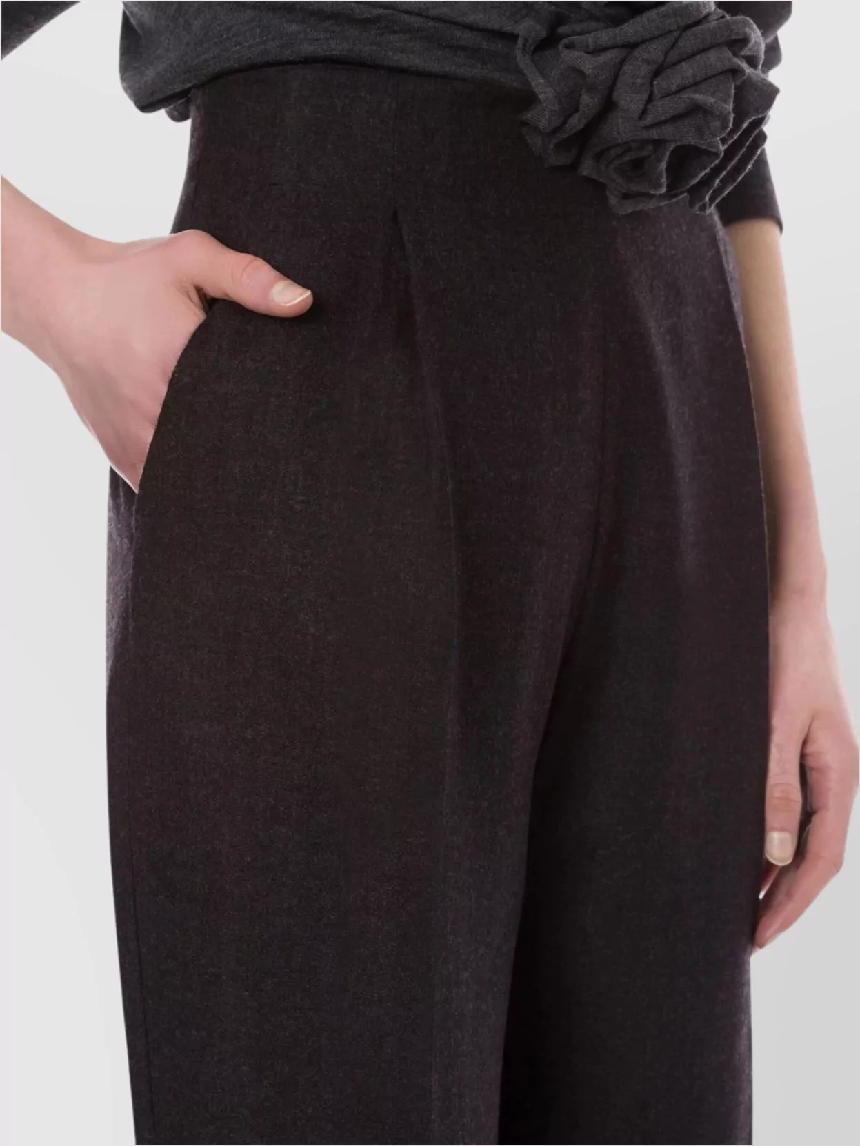 Alberta Ferretti High Waist Wide Leg Trousers With Textured Fabric
