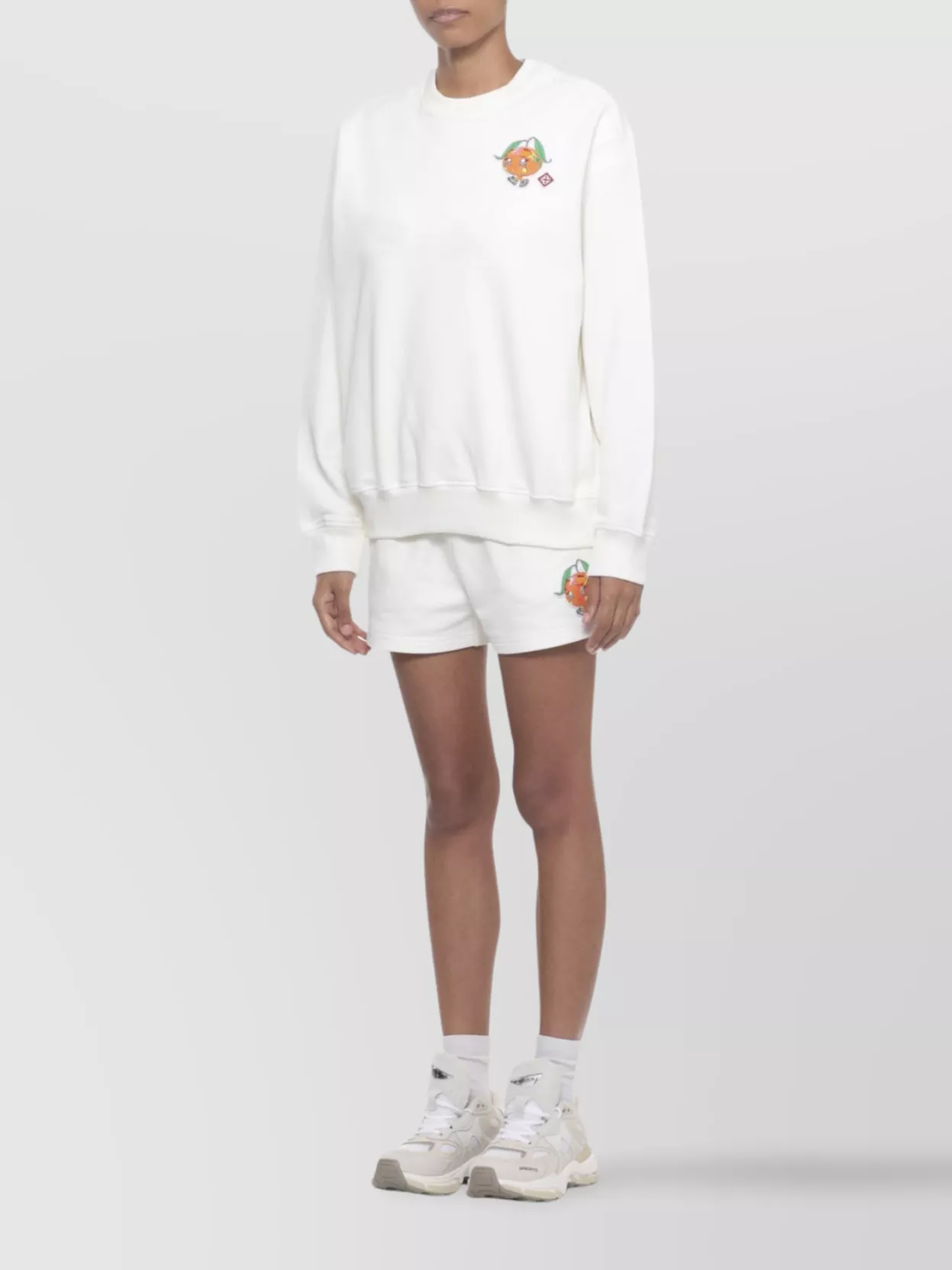 Casablanca White Cotton Sweatshirt With Contrasting Logo Patch In White