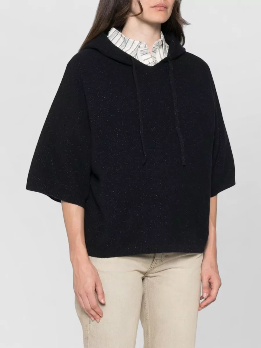 Fabiana Filippi Cashmere-Blend Glitter-Effect Short-Sleeve Hooded Jumper