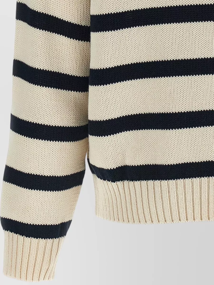 Weekend Max Mara Striped Cotton Knit Long-Sleeve Polo Shirt