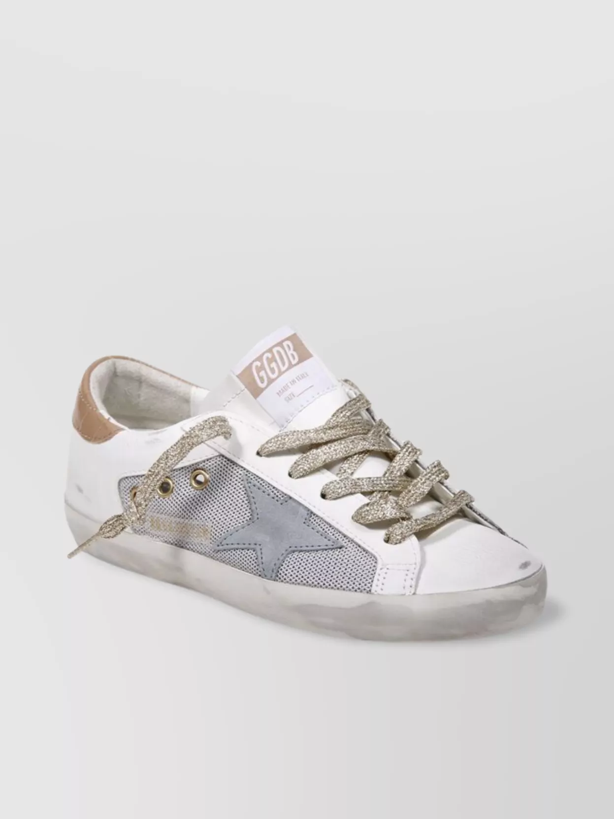 GOLDEN GOOSE STAR NET AND LEATHER UPPER SNEAKERS