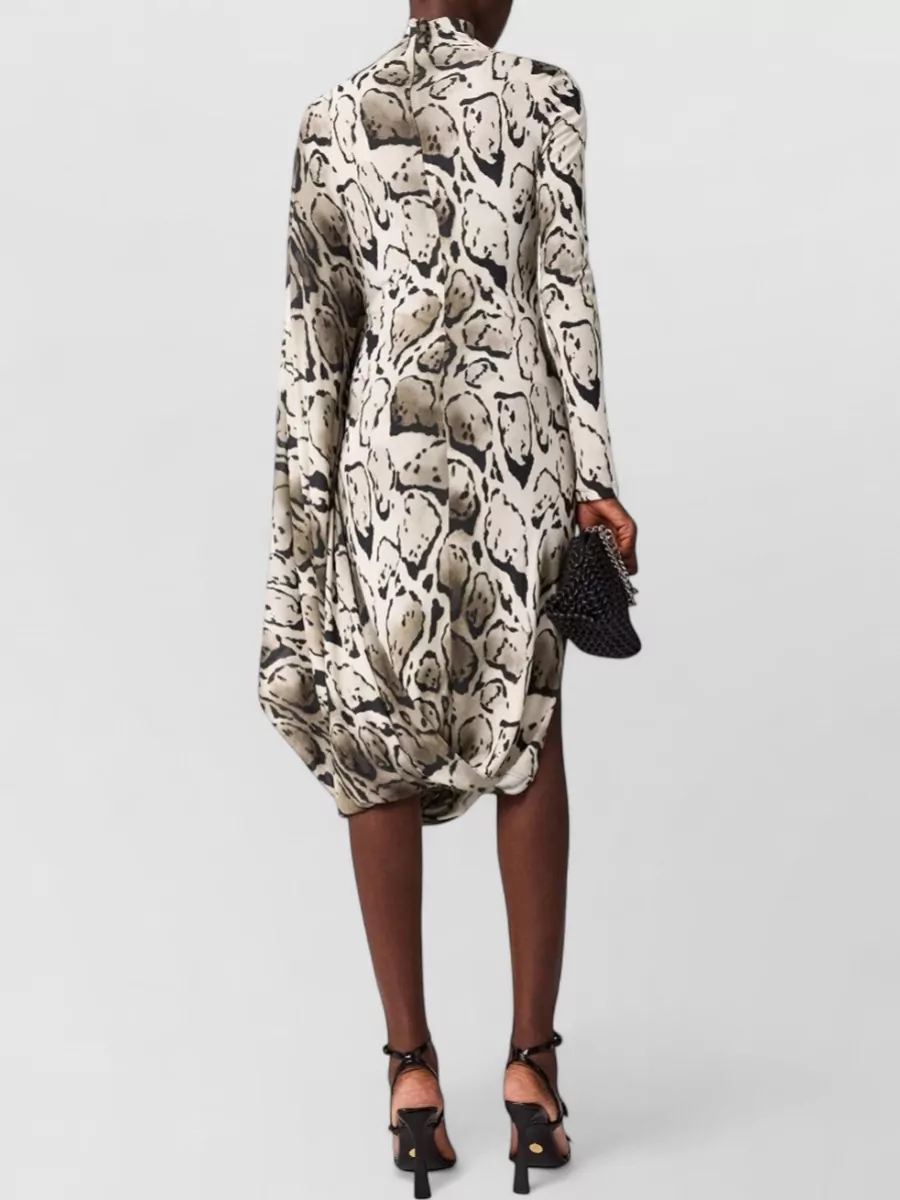 Stella Mccartney Midi Dress With Cape And Leopard Print