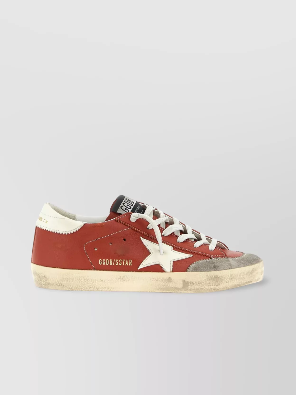 Golden Goose Super-star Distressed Suede-trimmed Leather Sneakers In Orange