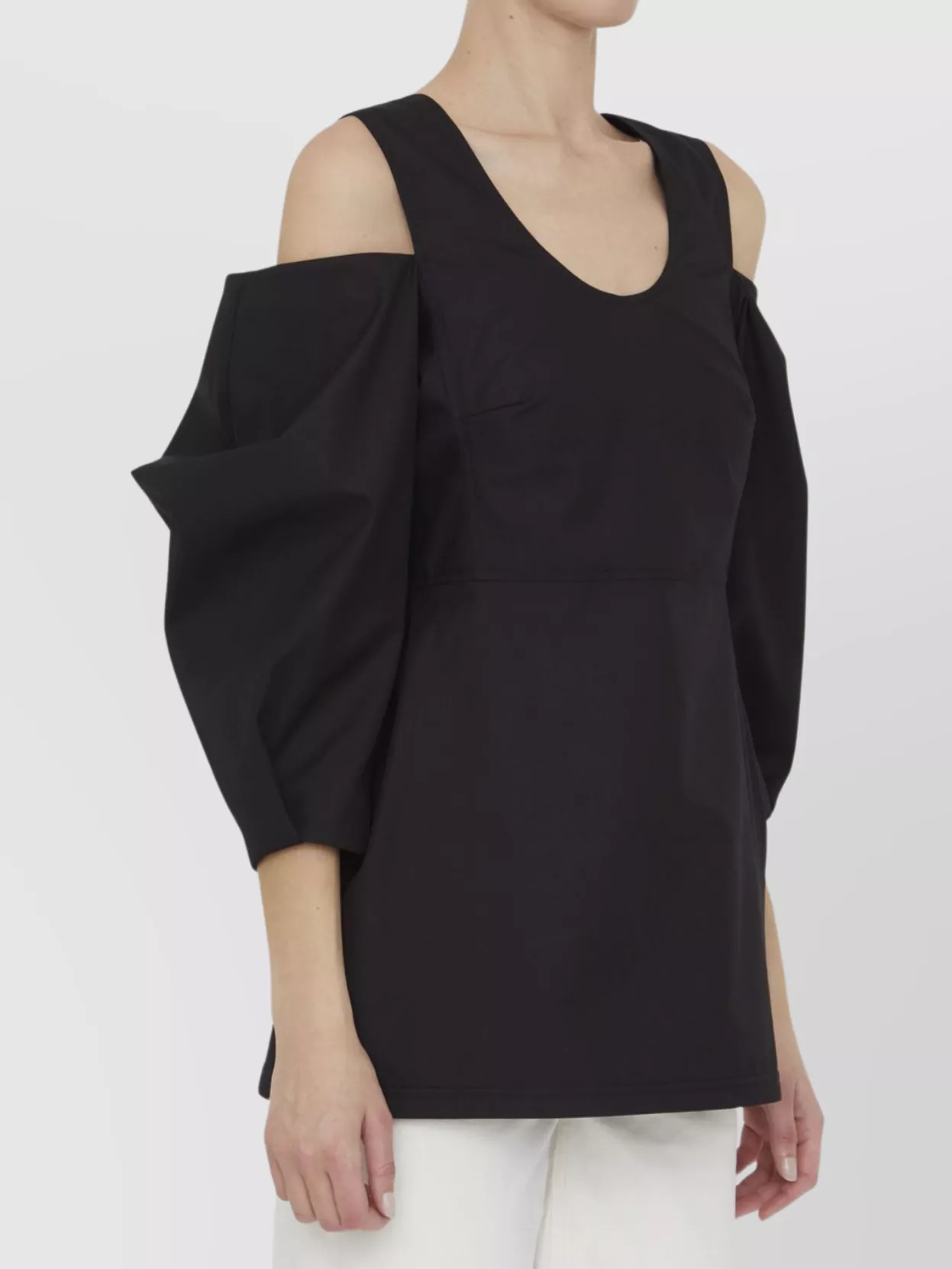 Jil Sander Cut-out Cotton Top In Black
