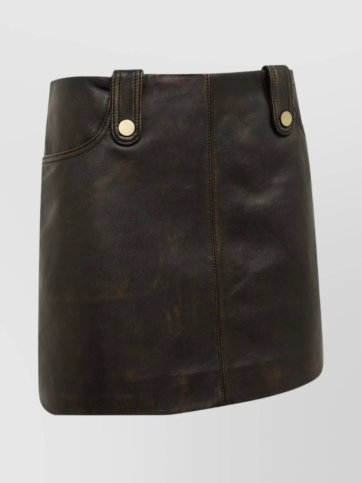 Blugirl Leather Skirt With Belt Loops And Button Detail
