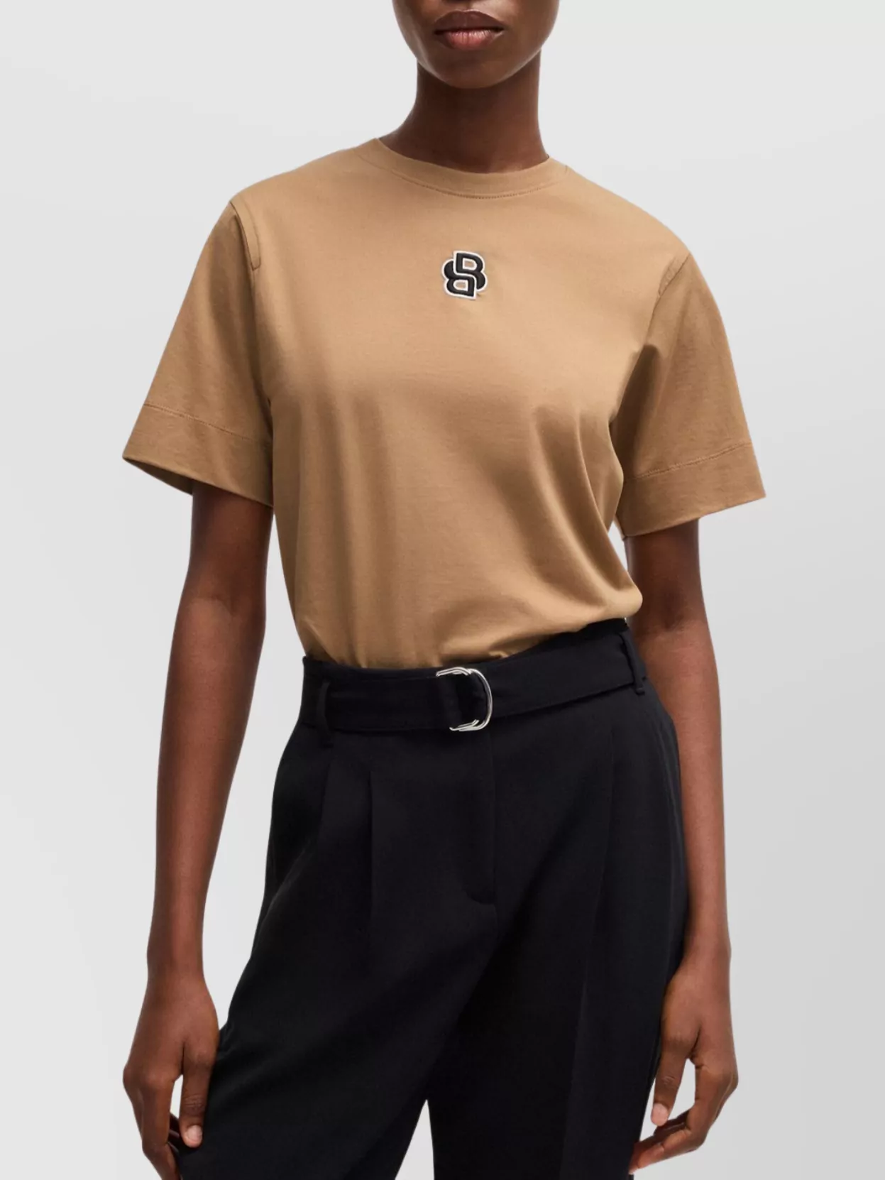 Hugo Boss Crew Neck T-shirt Shirt With Short Sleeves In Brown