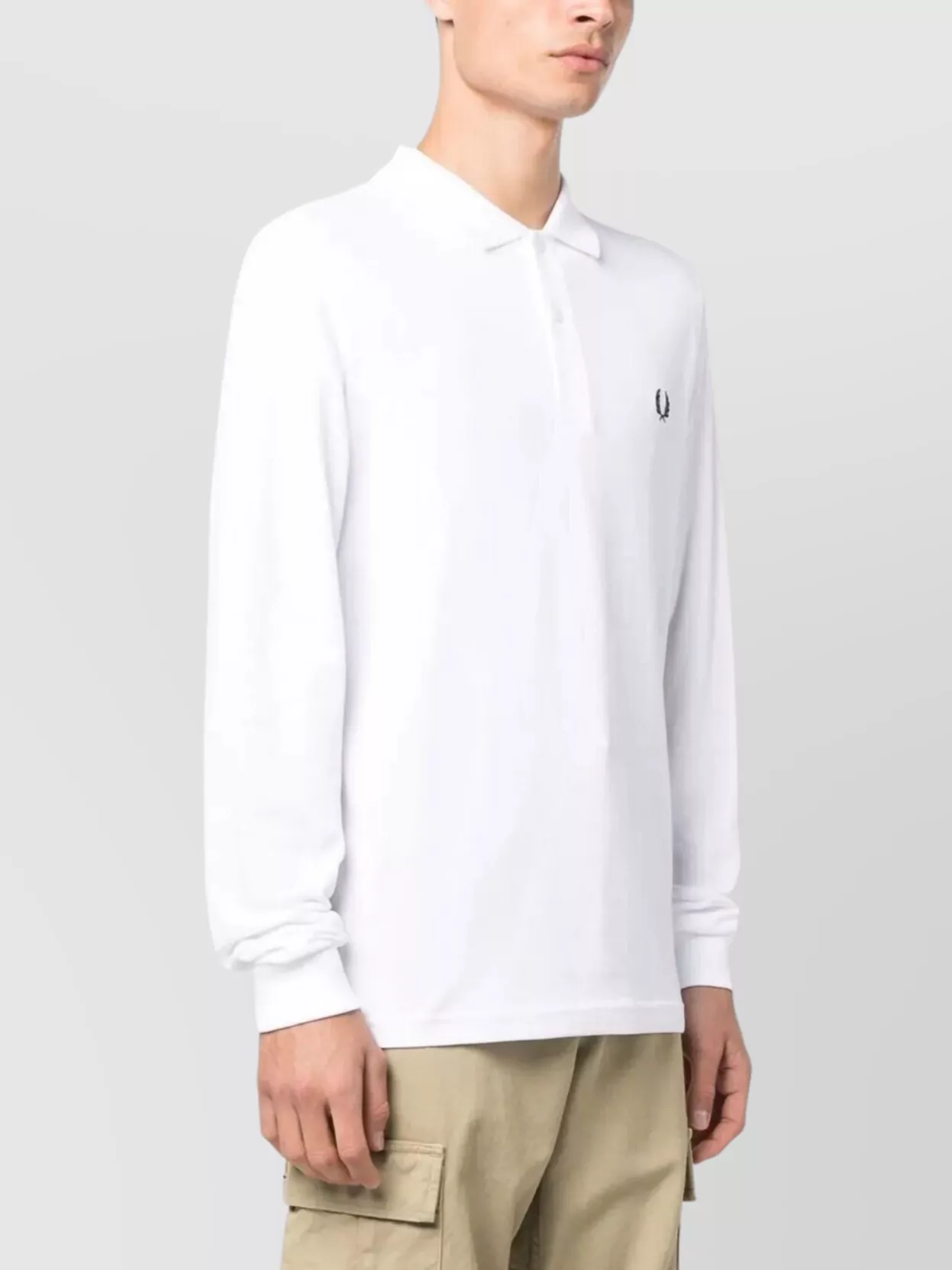 Fred Perry Long Sleeve Polo Shirt With Ribbed Cuffs