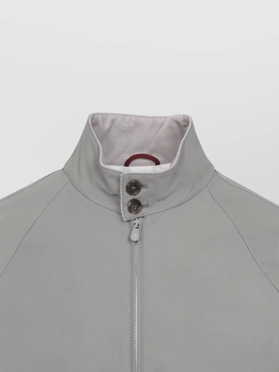 Brunello Cucinelli Cotton Nylon Jacket Button Detail High Collar