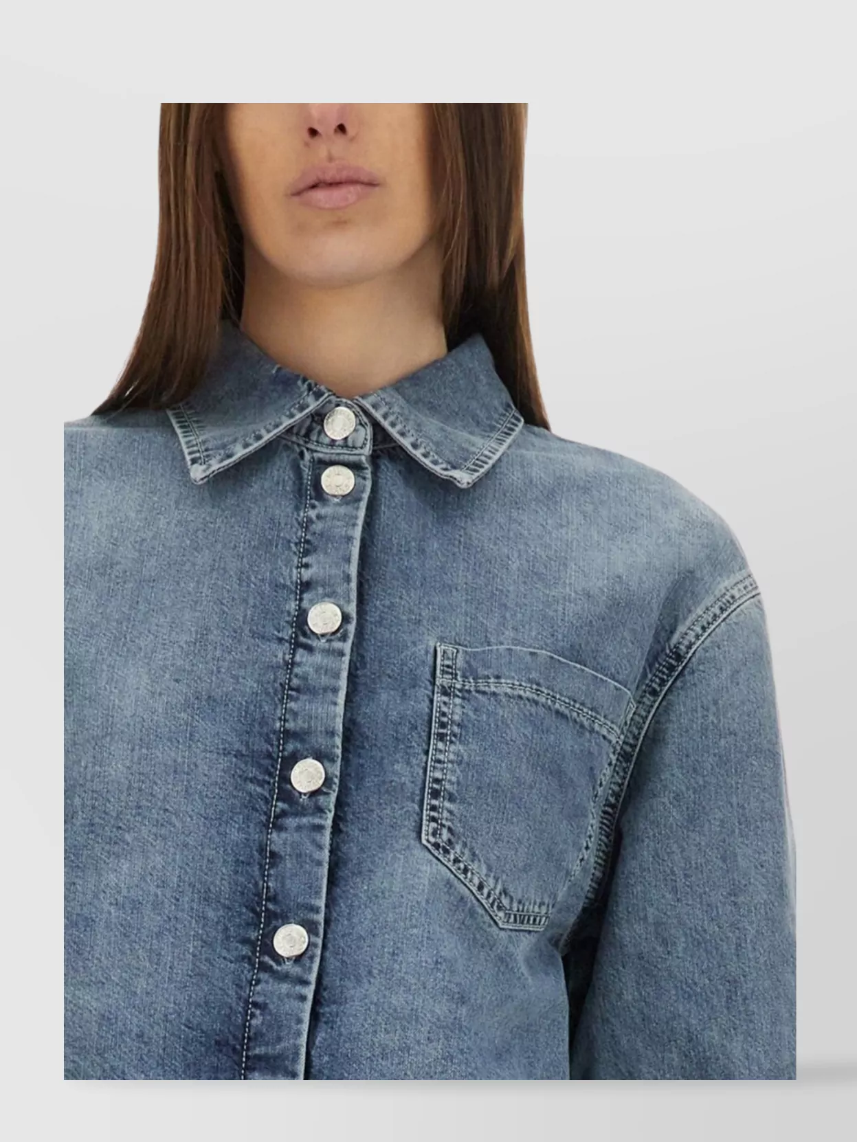 Shop Moschino Pocketed Cropped Denim Jacket