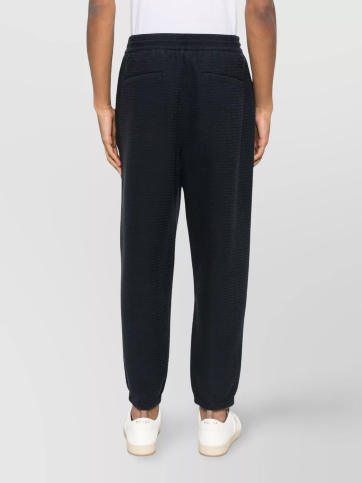 Emporio Armani Logo Print Textured Fabric Sweatpants