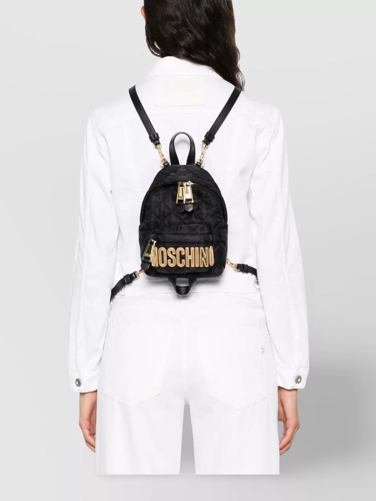 Moschino Quilted Logo Mini Backpack