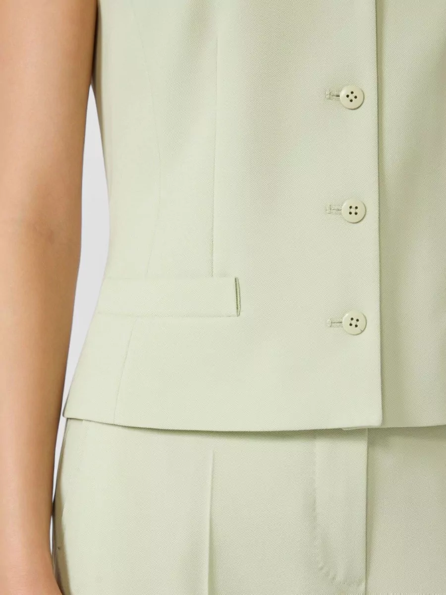 S Max Mara Wool Crepe Vest V Neckline