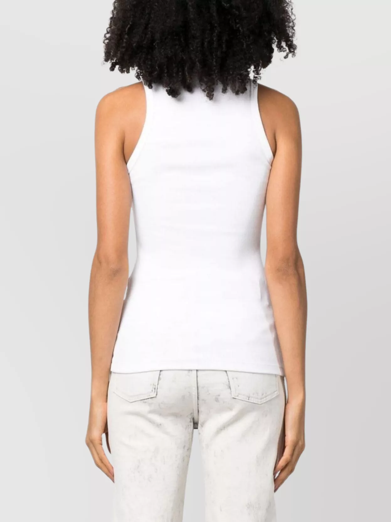 Msgm Cut-Out Tank Top Fine-Ribbed Stretch-Cotton
